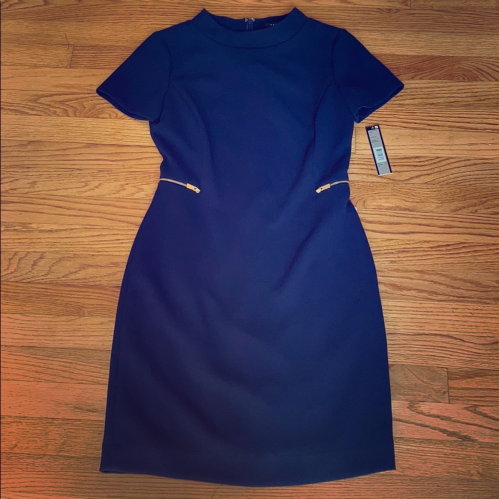 Tahari Navy Sheath Dress